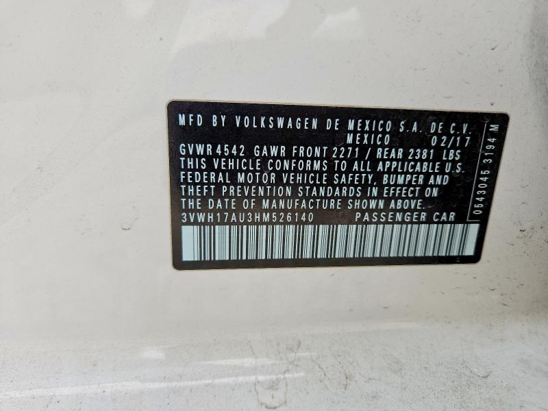 Продажа на аукционе авто 2017 Volkswagen Golf Alltrack, vin: 3VWH17AU3HM526140, номер лота: 52039526
