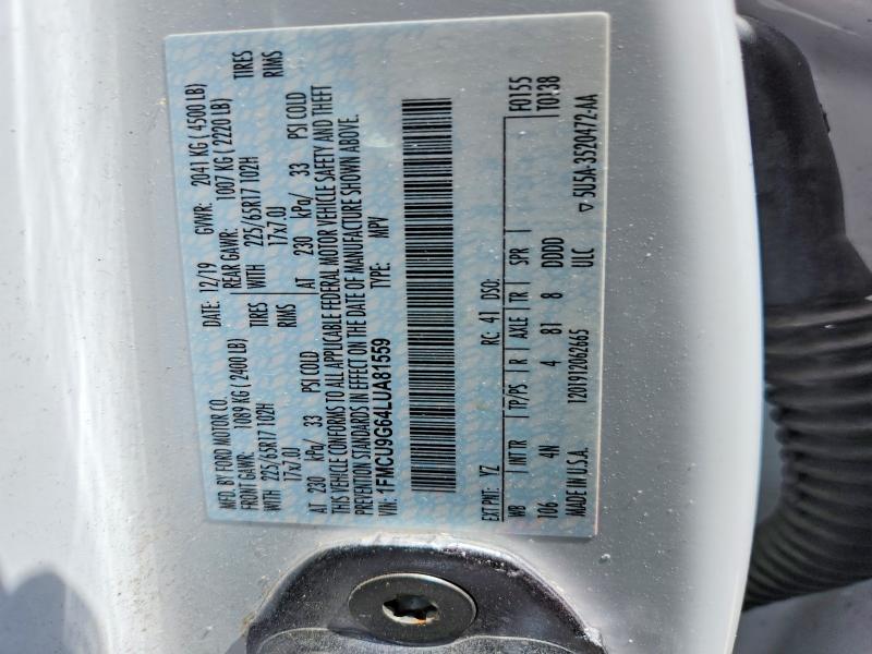 Auction sale of the 2020 Ford Escape, vin: 1FMCU9G64LUA81559, lot number: 52502736