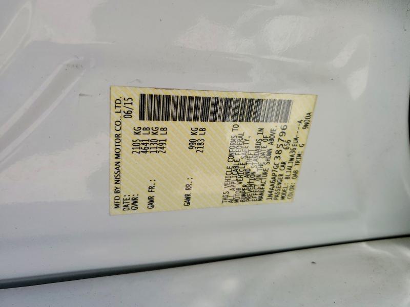 53206446 :رقم المزاد ، 1N4AA6AP7GC385796 vin ، 2016 Nissan Maxima مزاد بيع