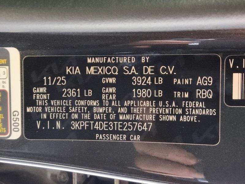 Aukcja sprzedaży 2026 Kia K4, vin: 3KPFT4DE3TE257647, numer aukcji: 54897096