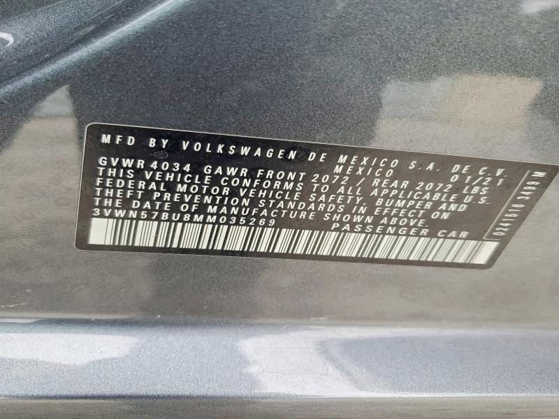 Aukcja sprzedaży 2021 Volkswagen Jetta, vin: 3VWN57BU8MM035269, numer aukcji: 53457266