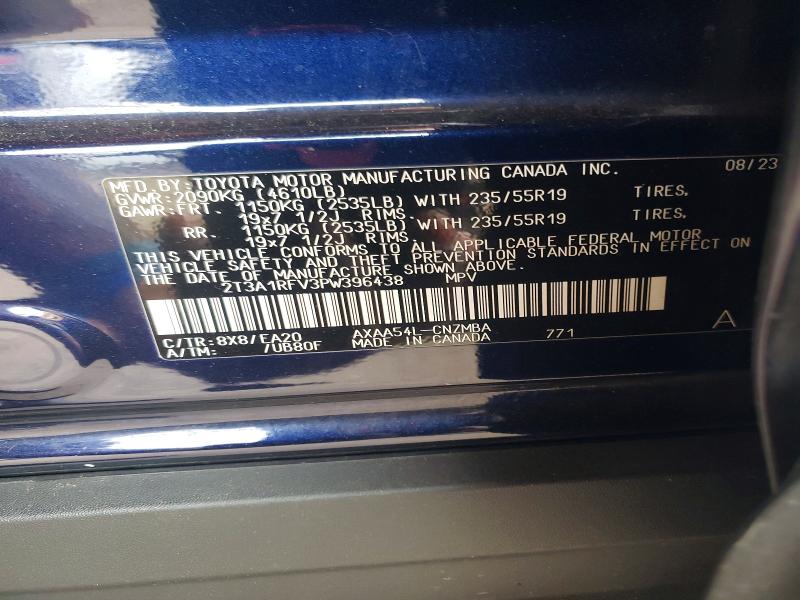2023 Toyota Rav4 მანქანა იყიდება აუქციონზე, vin: 2T3A1RFV3PW396438, აუქციონის ნომერი: 52388456