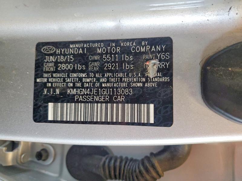 55024426 :رقم المزاد ، KMHGN4JE1GU113083 vin ، 2016 Hyundai Genesis مزاد بيع