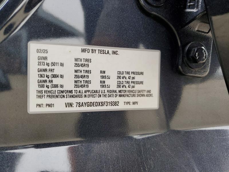 Продаж на аукціоні авто 2025 Tesla Model Y, vin: 7SAYGDEDXSF319382, номер лоту: 53071046