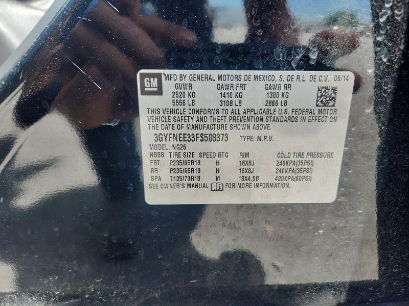 52578946 :رقم المزاد ، 3GYFNEE33FS508373 vin ، 2015 Cadillac Srx مزاد بيع