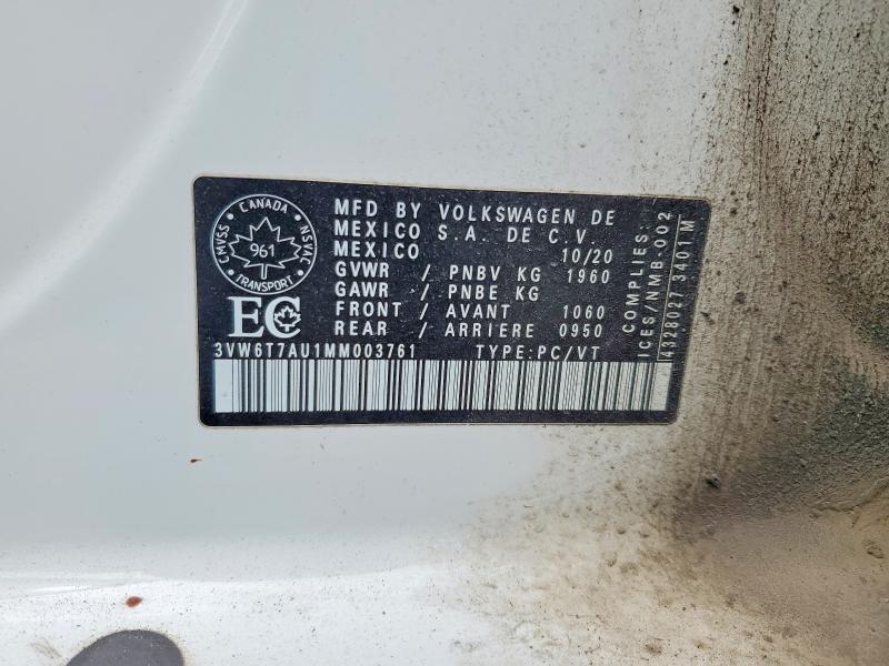 Продажа на аукционе авто 2021 Volkswagen Gti, vin: 3VW6T7AU1MM003761, номер лота: 51373516