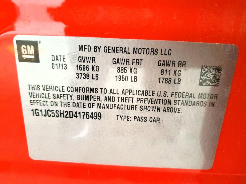 Продаж на аукціоні авто 2013 Chevrolet Sonic, vin: 1G1JC5SH2D4176499, номер лоту: 53091276