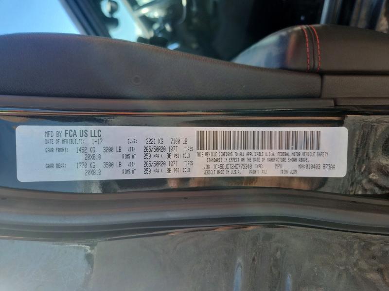 53207866 :رقم المزاد ، 1C4SDJCT2HC775340 vin ، 2017 Dodge Durango مزاد بيع
