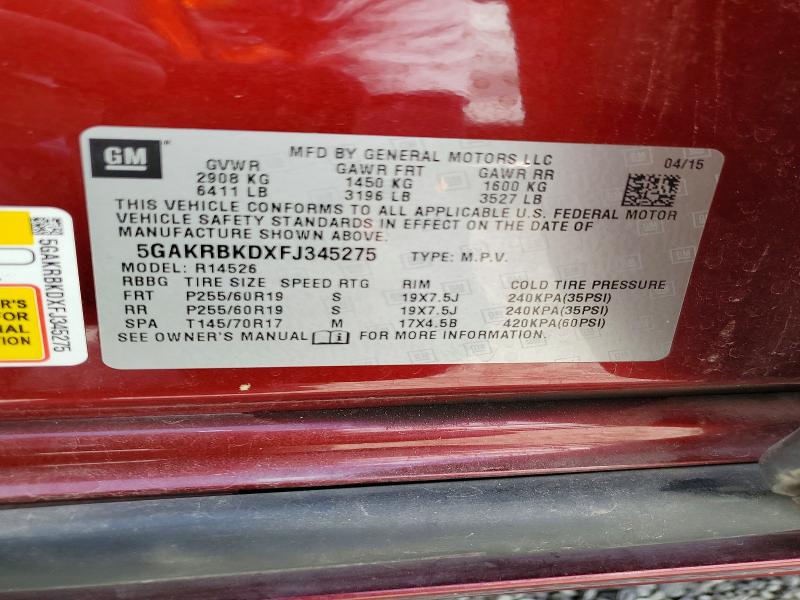 Продажа на аукционе авто 2015 Buick Enclave, vin: 5GAKRBKDXFJ345275, номер лота: 54801866