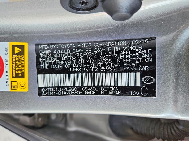 Продажа на аукционе авто 2015 Lexus Es, vin: JTHBK1GG2F2185983, номер лота: 53106136