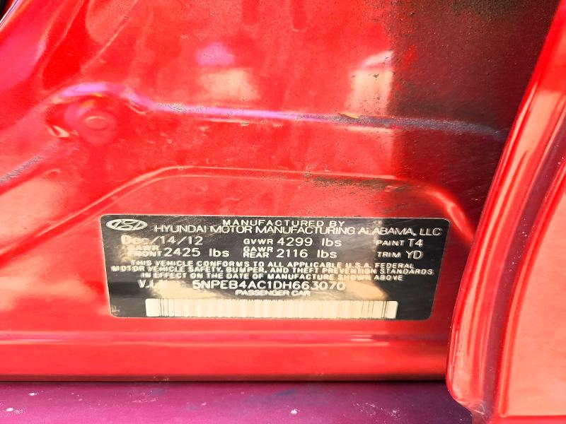 2013 Hyundai Sonata მანქანა იყიდება აუქციონზე, vin: 5NPEB4AC1DH663070, აუქციონის ნომერი: 52666946