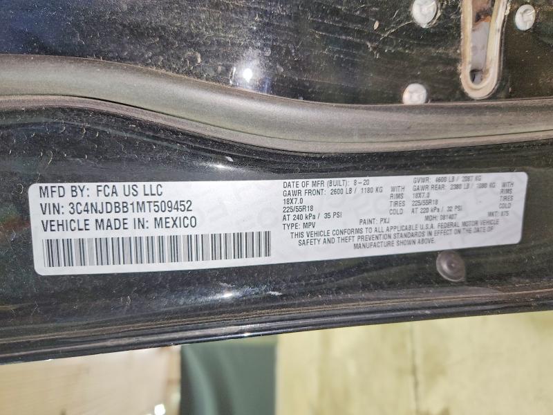 53299556 :رقم المزاد ، 3C4NJDBB1MT509452 vin ، 2021 Jeep Compass مزاد بيع