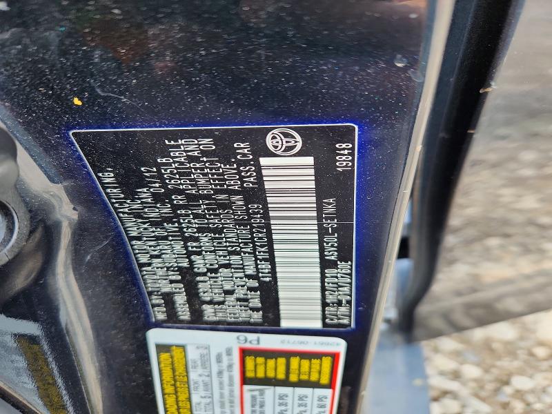 2012 Toyota Camry მანქანა იყიდება აუქციონზე, vin: 4T4BF1FK1CR219439, აუქციონის ნომერი: 53849046