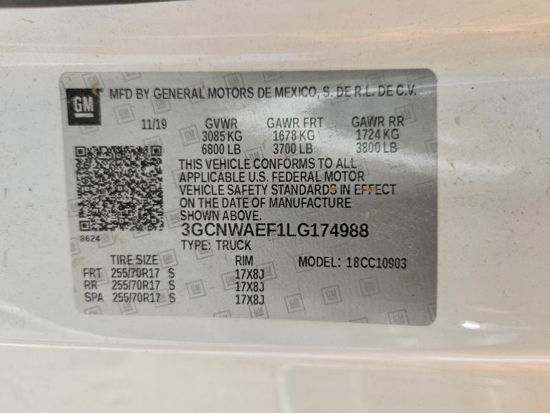 Продаж на аукціоні авто 2020 Chevrolet Silverado, vin: 3GCNWAEF1LG174988, номер лоту: 53564446