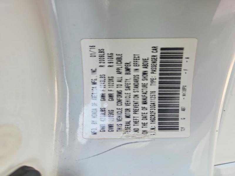 2016 Honda Accord მანქანა იყიდება აუქციონზე, vin: 1HGCR2F30GA112576, აუქციონის ნომერი: 52780686