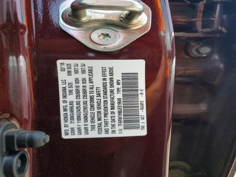 52516586 :رقم المزاد ، 7FARW1H88JE019649 vin ، 2018 Honda Cr-v مزاد بيع