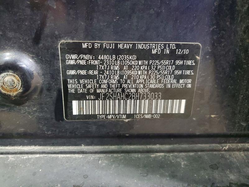 Aukcja sprzedaży 2011 Subaru Forester, vin: JF2SHAHC2BH733033, numer aukcji: 52051986