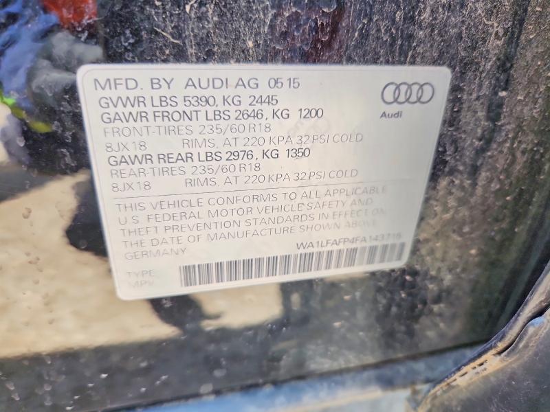 Aukcja sprzedaży 2015 Audi Q5, vin: WA1LFAFP4FA143715, numer aukcji: 53368036