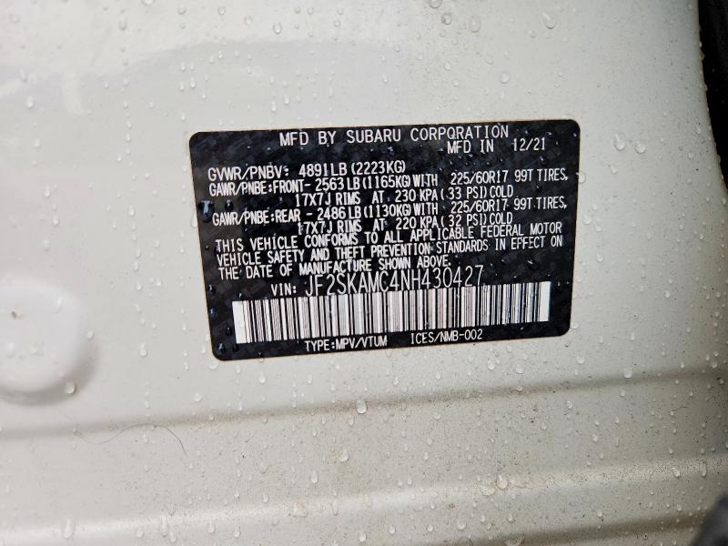 Продажа на аукционе авто 2022 Subaru Forester, vin: JF2SKAMC4NH430427, номер лота: 51096036