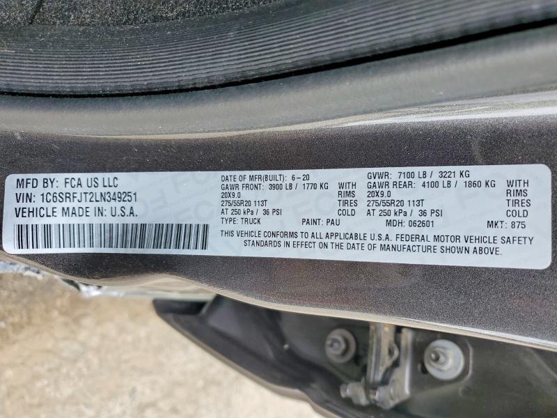 Продажа на аукционе авто 2020 Ram 1500, vin: 1C6SRFJT2LN349251, номер лота: 52803066