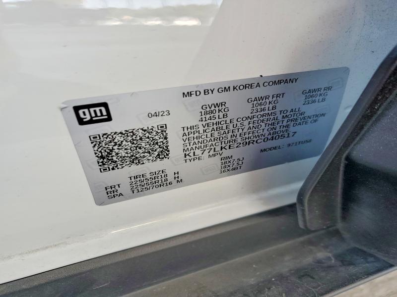 52737476 :رقم المزاد ، KL77LKE29RC040517 vin ، 2024 Chevrolet Trax مزاد بيع