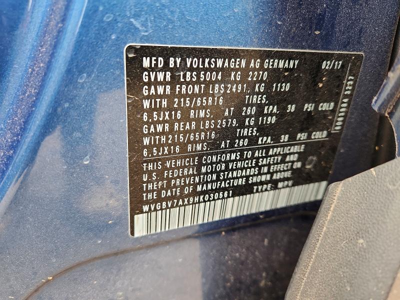 Продажа на аукционе авто 2017 Volkswagen Tiguan, vin: WVGBV7AX9HK030561, номер лота: 53271076