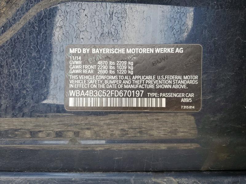 Aukcja sprzedaży 2015 Bmw 435, vin: WBA4B3C52FD670197, numer aukcji: 51893046