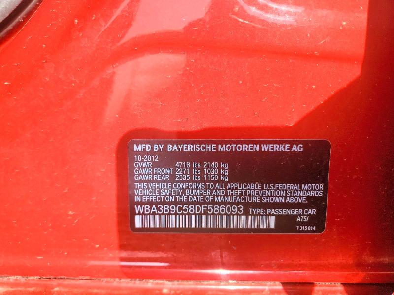 51970466 :رقم المزاد ، WBA3B9C58DF586093 vin ، 2013 Bmw 335 مزاد بيع