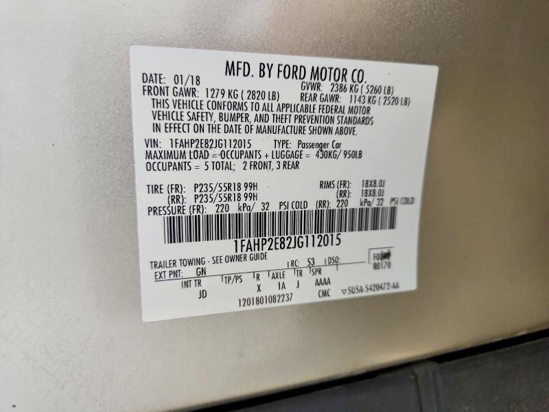 Продажа на аукционе авто 2018 Ford Taurus, vin: 1FAHP2E82JG112015, номер лота: 51035026
