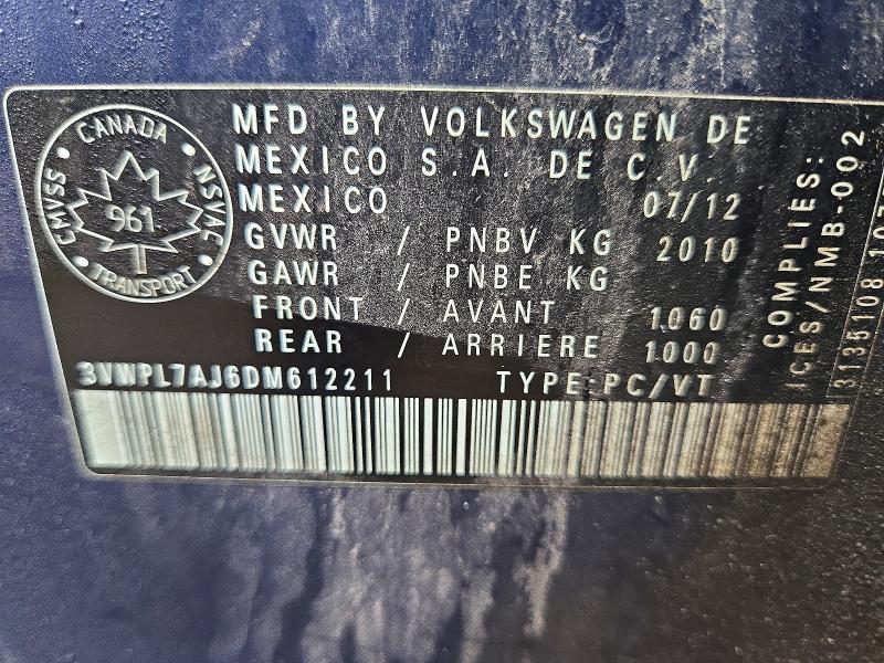 Aukcja sprzedaży 2013 Volkswagen Jetta, vin: 3VWPL7AJ6DM612211, numer aukcji: 50997066