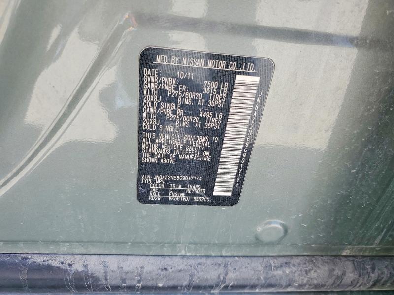 Auction sale of the 2012 Infiniti Qx56, vin: JN8AZ2NE8C9017174, lot number: 53984126