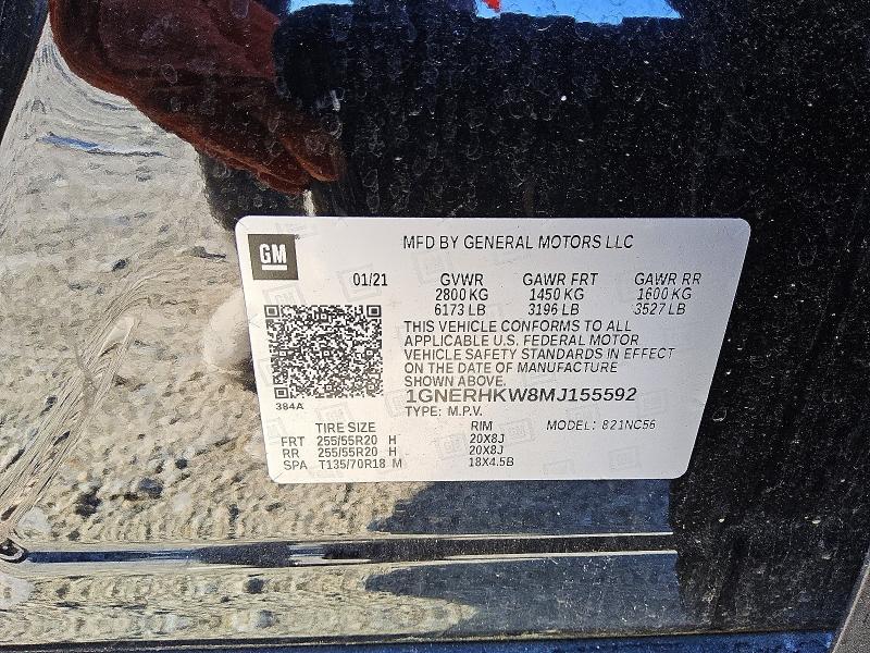 53899816 :رقم المزاد ، 1GNERHKW8MJ155592 vin ، 2021 Chevrolet Traverse مزاد بيع