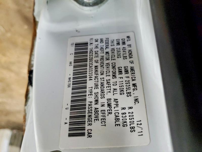 53913226 :رقم المزاد ، 1HGCS2B83CA003044 vin ، 2012 Honda Accord مزاد بيع