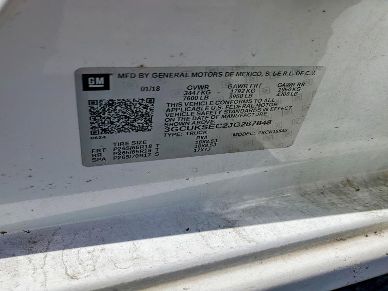 54128736 :رقم المزاد ، 3GCUKSEC2JG287848 vin ، 2018 Chevrolet Silverado مزاد بيع
