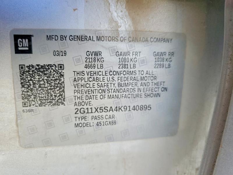 Продажа на аукционе авто 2019 Chevrolet Impala, vin: 2G11X5SA4K9140895, номер лота: 52723416