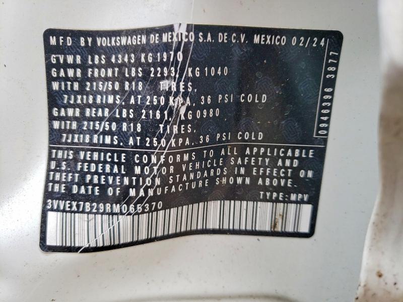 Aukcja sprzedaży 2024 Volkswagen Taos, vin: 3VVEX7B29RM065370, numer aukcji: 54499226