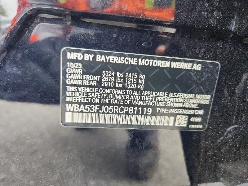 Продаж на аукціоні авто 2024 Bmw 530, vin: WBA53FJ05RCP81119, номер лоту: 53661516