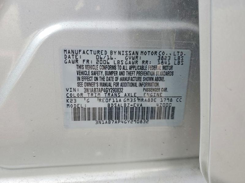 Продаж на аукціоні авто 2016 Nissan Sentra, vin: 3N1AB7AP4GY290832, номер лоту: 53426216