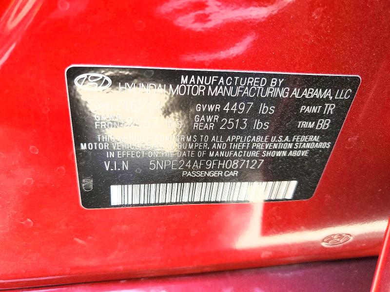2015 Hyundai Sonata მანქანა იყიდება აუქციონზე, vin: 5NPE24AF9FH087127, აუქციონის ნომერი: 54336516