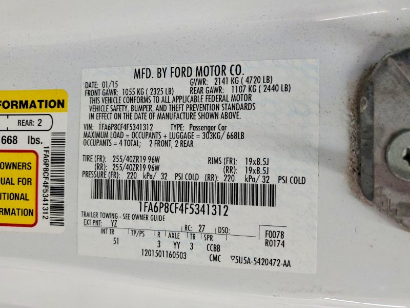 Продажа на аукционе авто 2015 Ford Mustang, vin: 1FA6P8CF4F5341312, номер лота: 53724556
