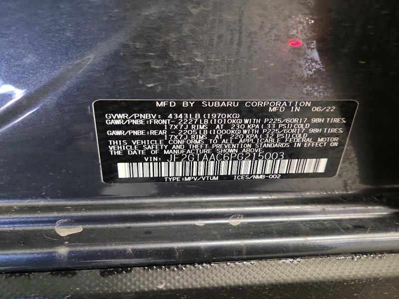 51938856 :رقم المزاد ، JF2GTAAC6PG215003 vin ، 2023 Subaru Crosstrek مزاد بيع