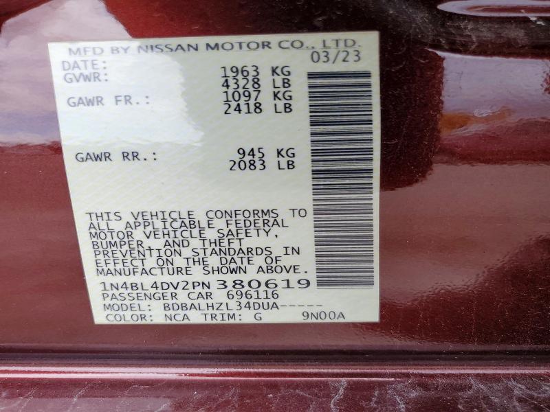 Aukcja sprzedaży 2023 Nissan Altima, vin: 1N4BL4DV2PN380619, numer aukcji: 53524896
