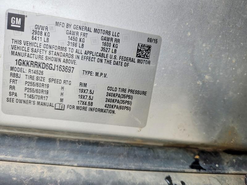 52359456 :رقم المزاد ، 1GKKRRKD6GJ163697 vin ، 2016 Gmc Acadia مزاد بيع