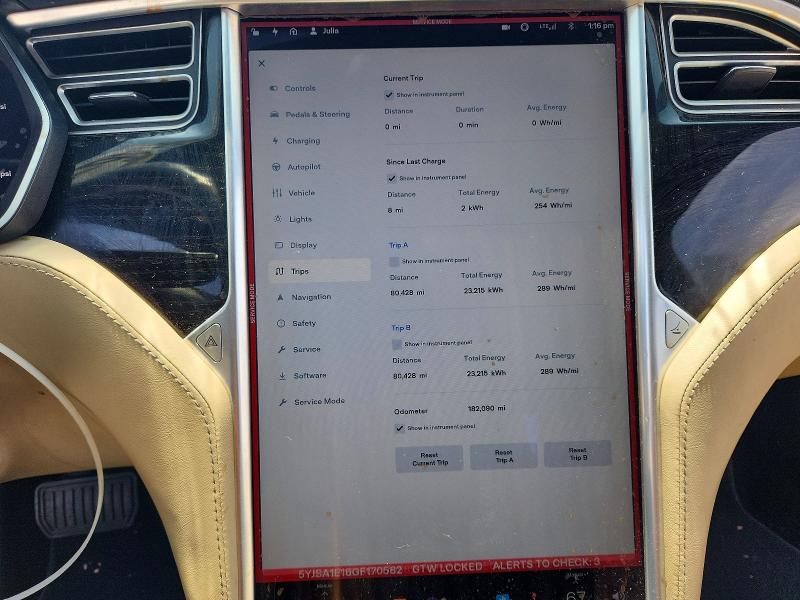 Продажа на аукционе авто 2016 Tesla Model S, vin: 5YJSA1E16GF170582, номер лота: 53366146