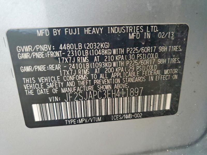 Продаж на аукціоні авто 2014 Subaru Forester, vin: JF2SJAPC3EH411897, номер лоту: 54432956
