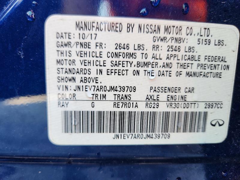 Aukcja sprzedaży 2018 Infiniti Q50, vin: JN1EV7AR0JM439709, numer aukcji: 55108436