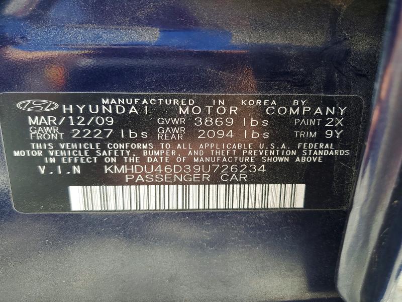 Aukcja sprzedaży 2009 Hyundai Elantra, vin: KMHDU46D39U726234, numer aukcji: 53082186