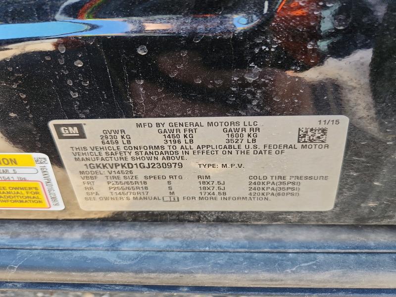 Aukcja sprzedaży 2016 Gmc Acadia, vin: 1GKKVPKD1GJ230979, numer aukcji: 52822416