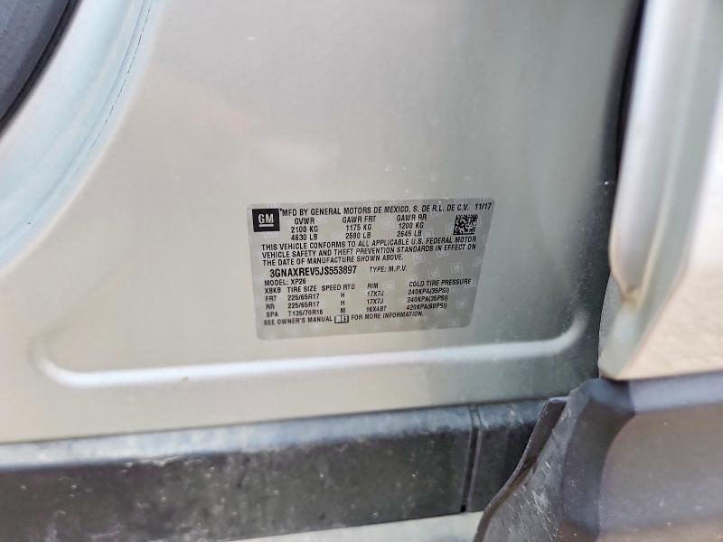 Продаж на аукціоні авто 2018 Chevrolet Equinox, vin: 3GNAXREV5JS553897, номер лоту: 52306996