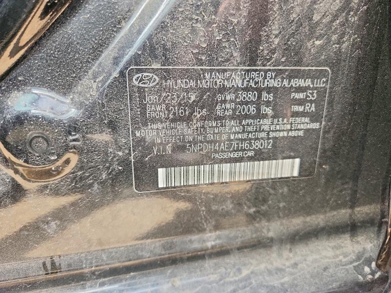 Продажа на аукционе авто 2015 Hyundai Elantra, vin: 5NPDH4AE7FH638012, номер лота: 54000006